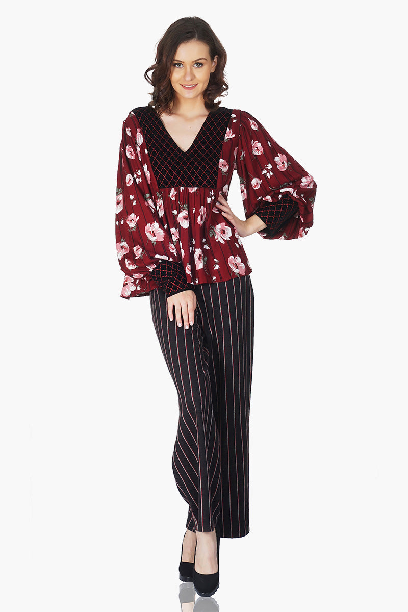 Red Floral Printed Top