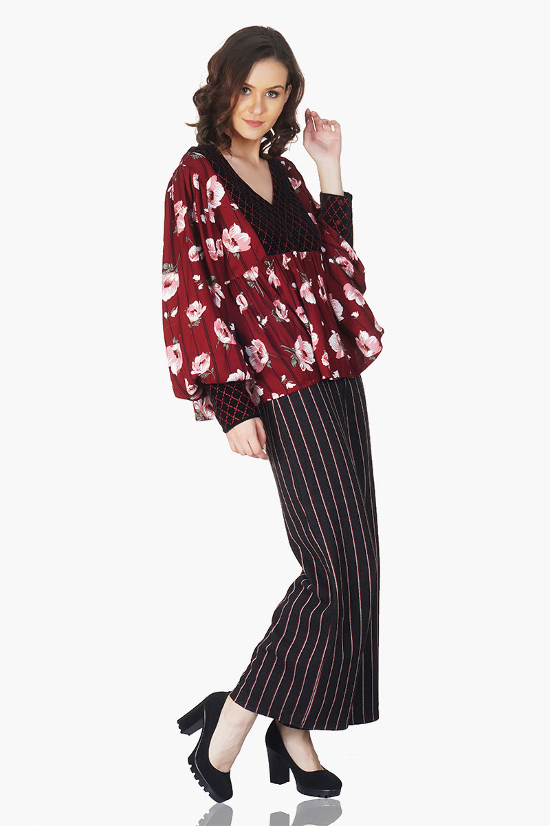 Red Floral Printed Top