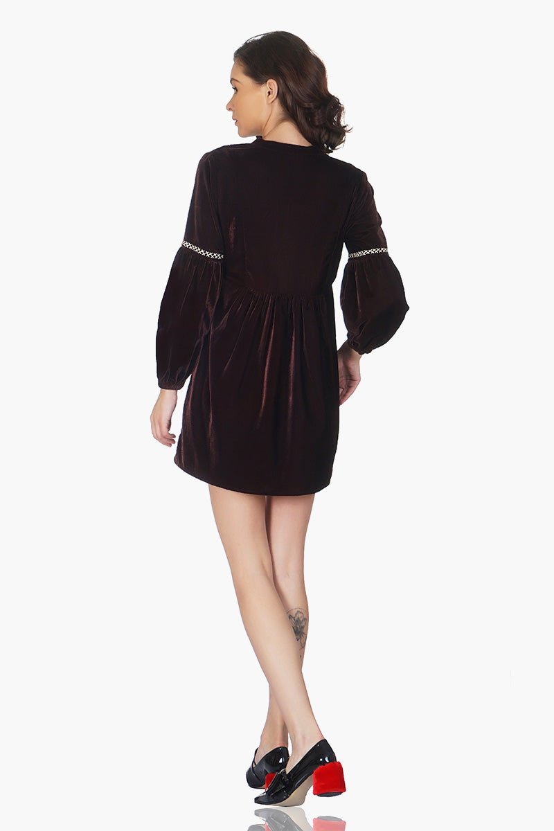 Velvet Embroidered Tunic Dress