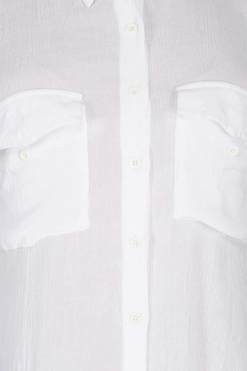 Oxford White Solid Shirt Dress