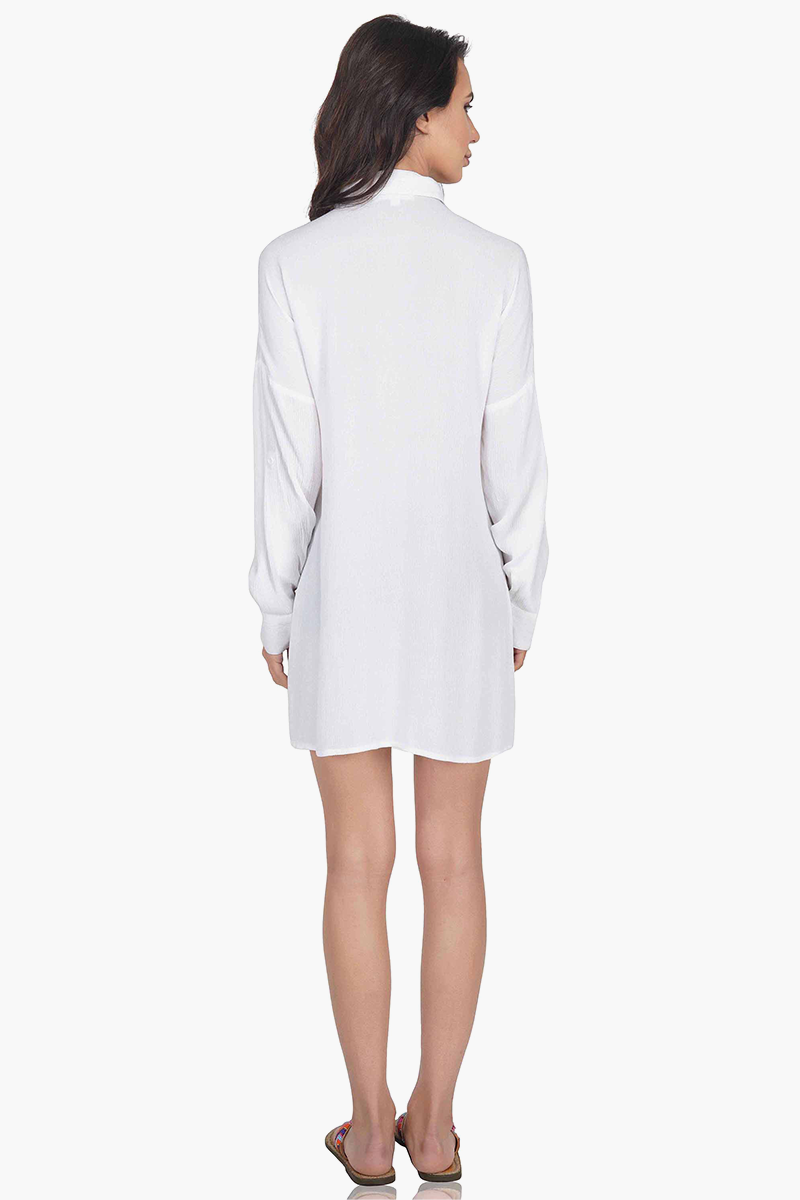 Oxford White Solid Shirt Dress