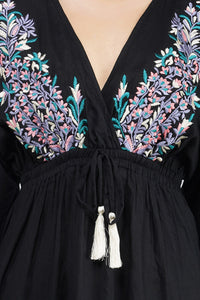 Embroidered Kimono Sleeve Short Dress