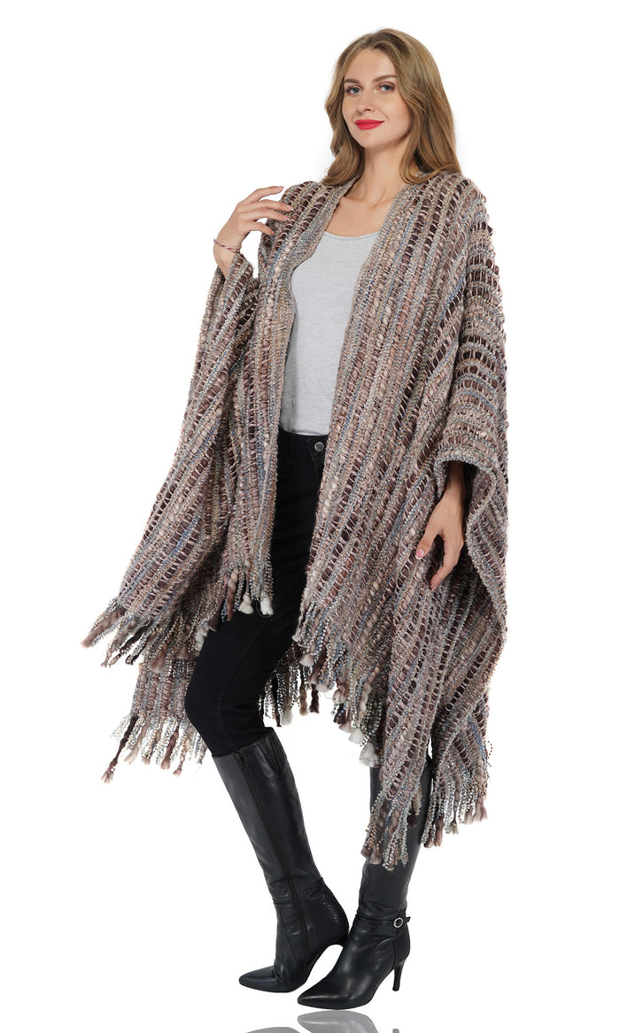 Warm-Toned Fringe Acrylic Cape
