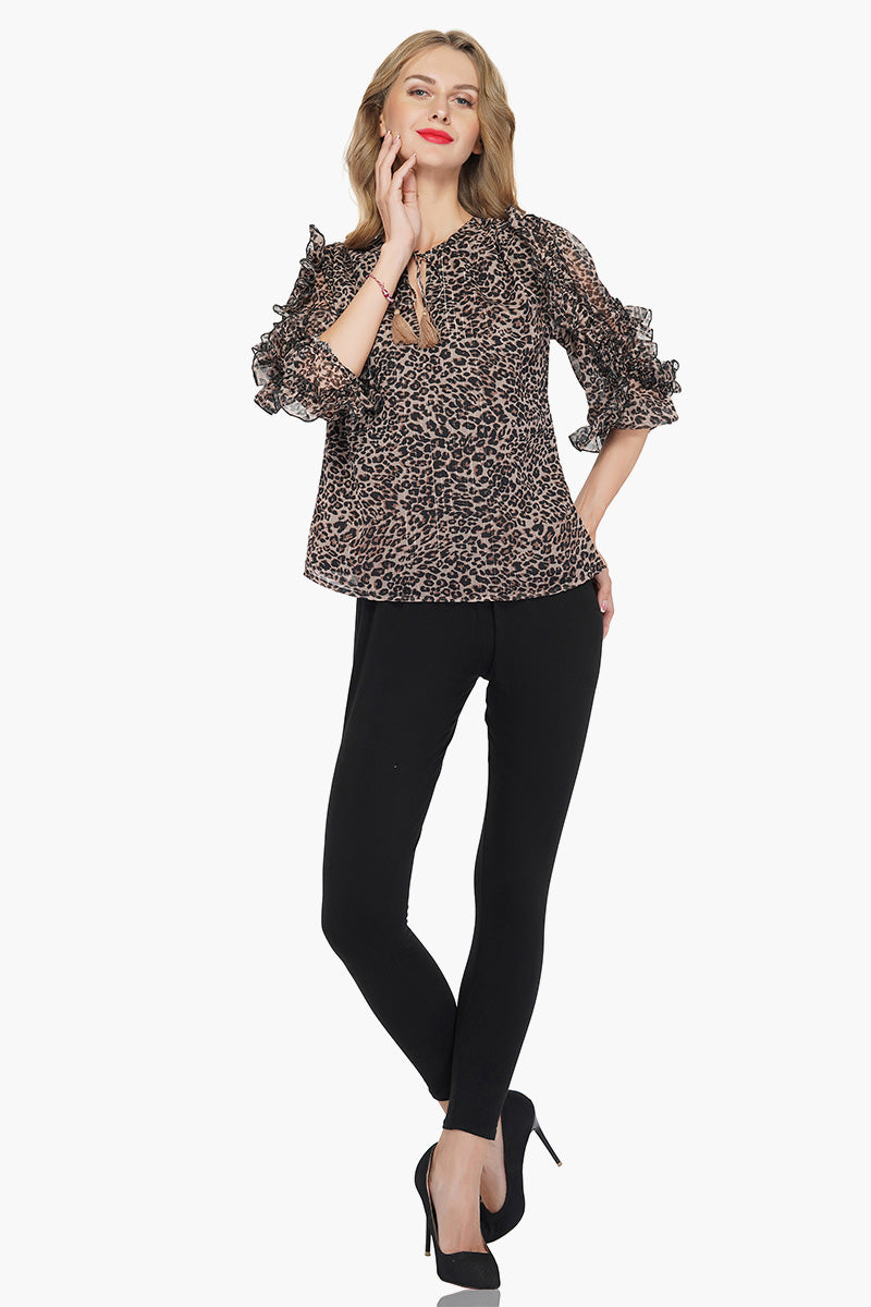 Leopard Printed Bohemian Top