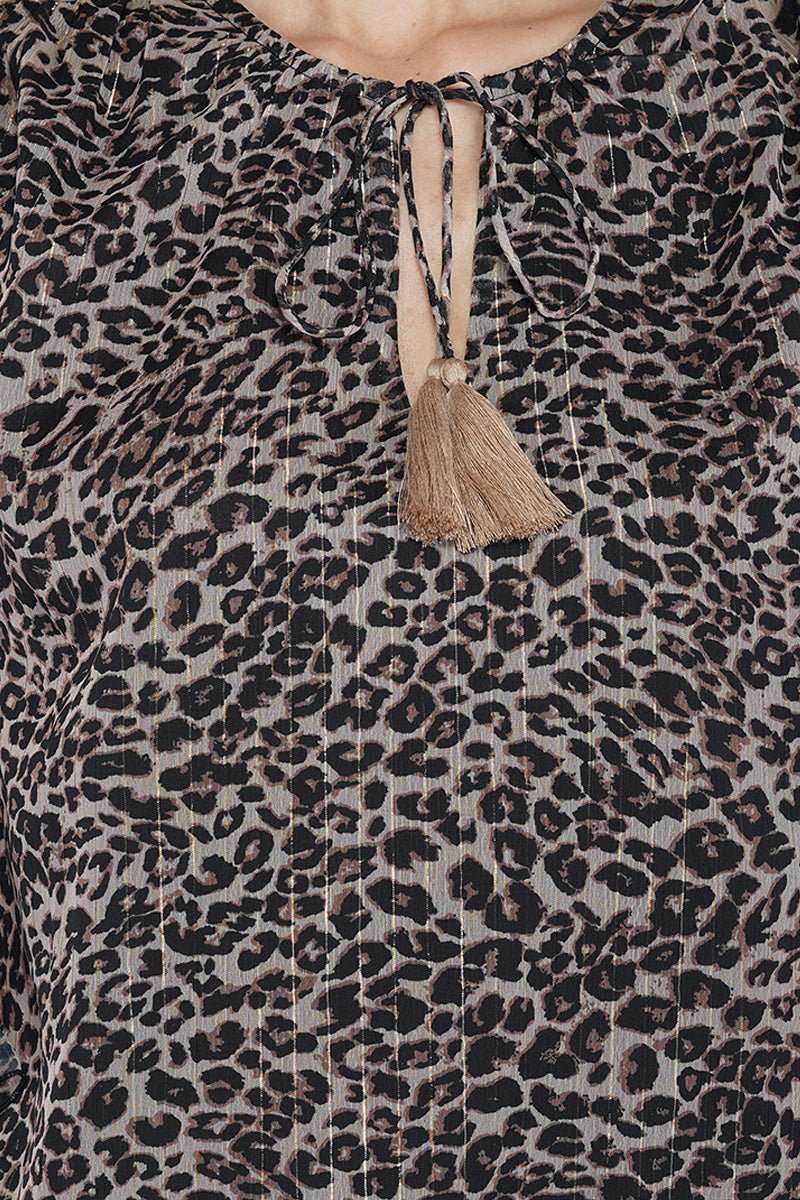 Leopard Printed Bohemian Top
