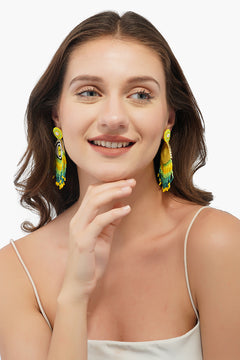 Handcrafted Evil Eye Beaded Fringe Earrings