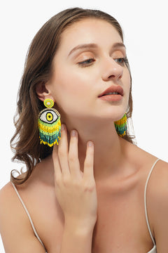 Handcrafted Evil Eye Beaded Fringe Earrings
