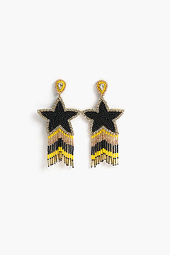 Handcrafted Star Beaded Fringe Earrings