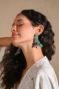 Handcrafted Hummingbird Beaded Earrings
