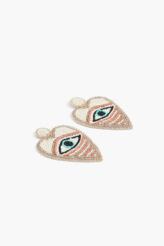 Handcrafted Evil Eye Heart Beaded Earrings