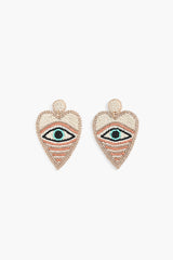 Handcrafted Evil Eye Heart Beaded Earrings