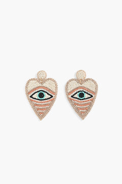 Handcrafted Evil Eye Heart Beaded Earrings