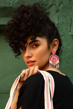 Handcrafted Pink & Purple Rainbow Beaded Earrings