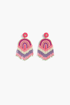Handcrafted Pink & Purple Rainbow Beaded Earrings