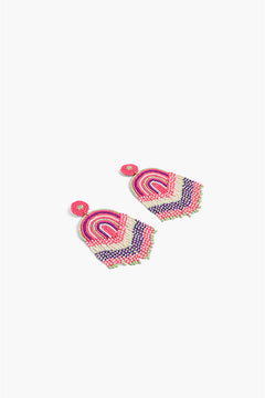 Handcrafted Pink & Purple Rainbow Beaded Earrings