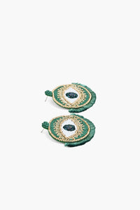 Handcrafted Green Evil Eye Beaded Earrings