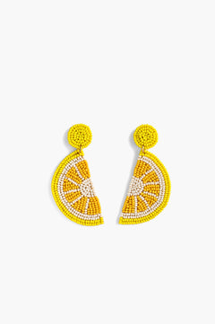 Handcrafted Lemon Slice Beaded Earrings