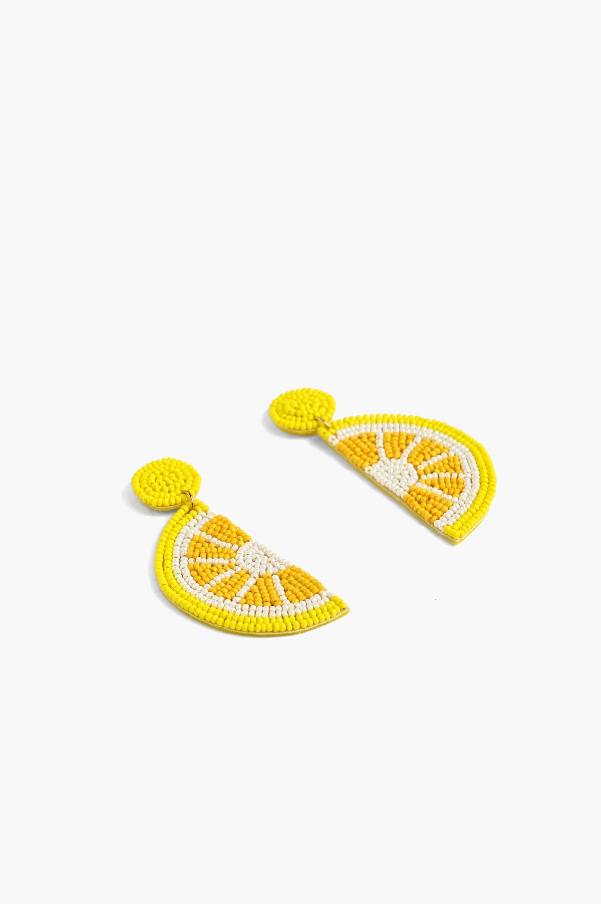 Handcrafted Lemon Slice Beaded Earrings