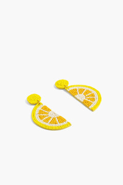 Handcrafted Lemon Slice Beaded Earrings