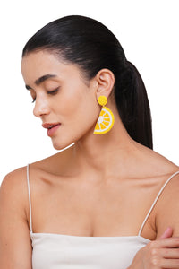 Handcrafted Lemon Slice Beaded Earrings
