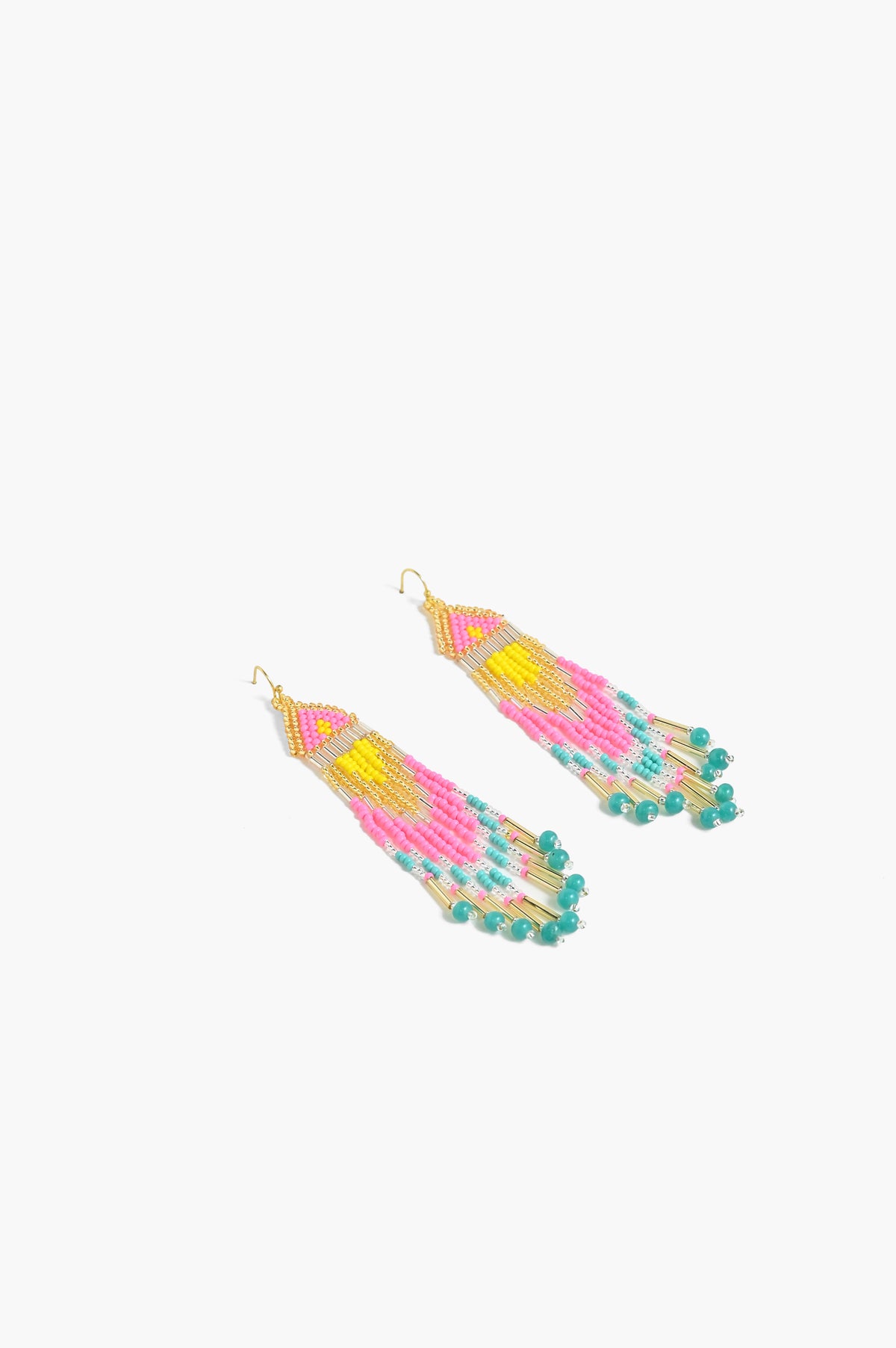 Handcrafted Multi-Color Beaded Fringe Earrings