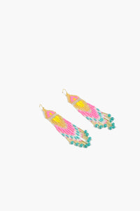 Handcrafted Multi-Color Beaded Fringe Earrings