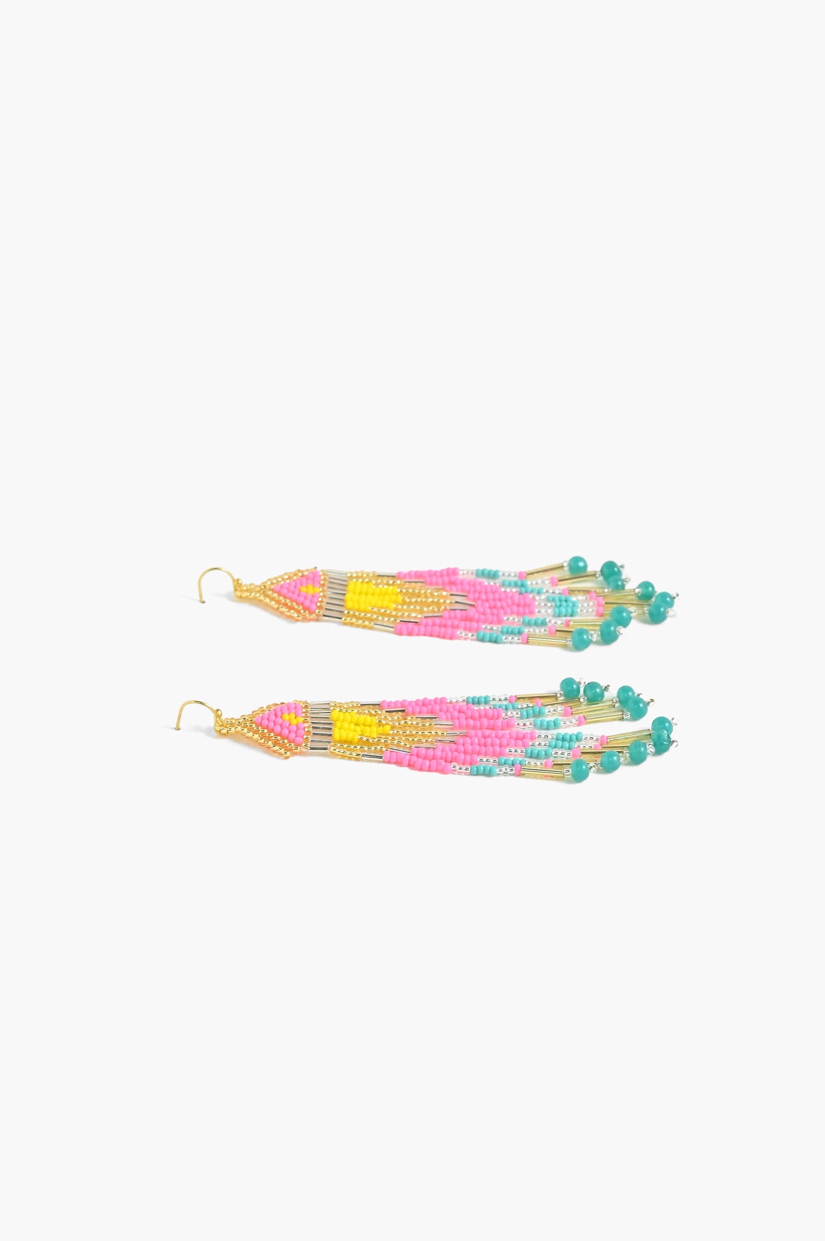 Handcrafted Multi-Color Beaded Fringe Earrings