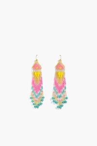 Handcrafted Multi-Color Beaded Fringe Earrings