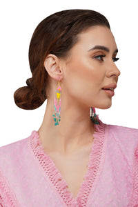 Handcrafted Multi-Color Beaded Fringe Earrings