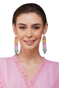 Handcrafted Multi-Color Beaded Fringe Earrings