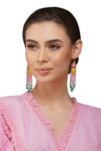 Handcrafted Multi-Color Beaded Fringe Earrings