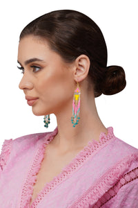 Handcrafted Multi-Color Beaded Fringe Earrings