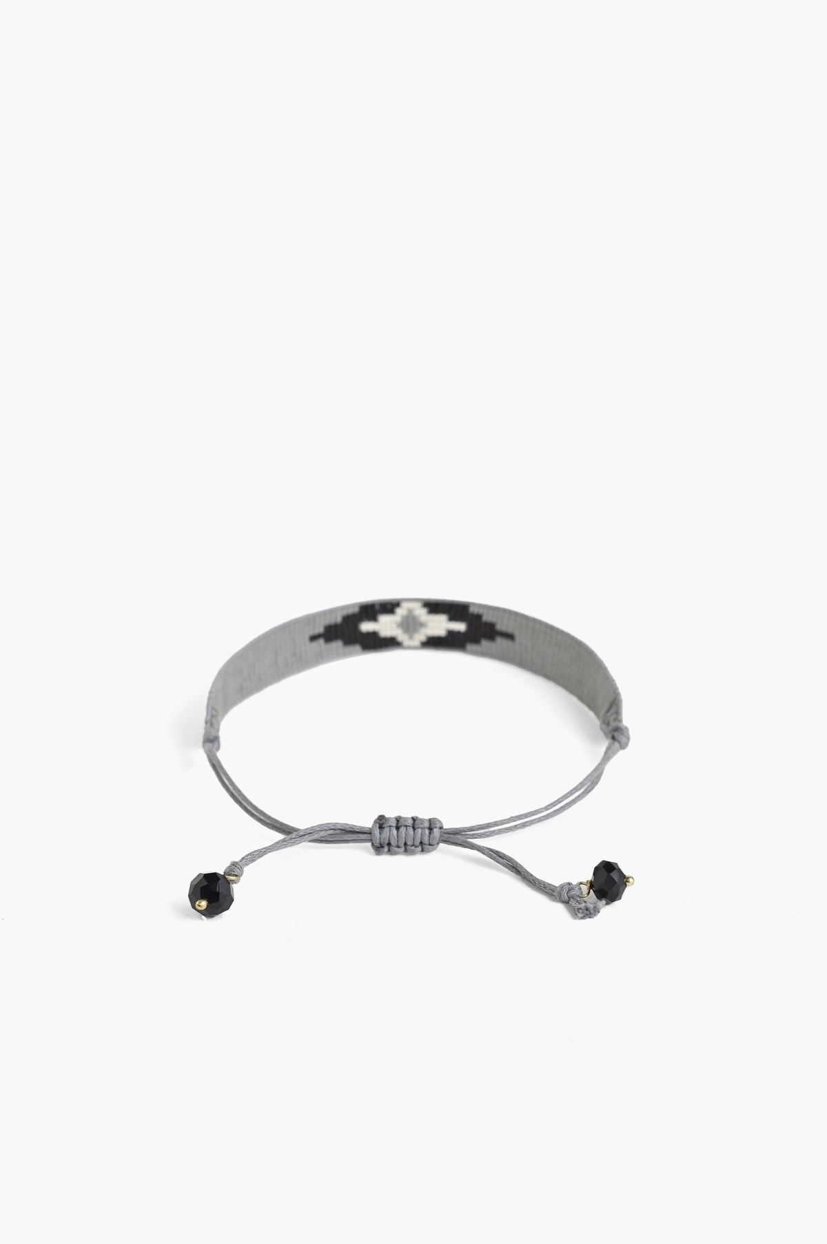 Handcrafted Grey Beaded Evil Eye Bracelet