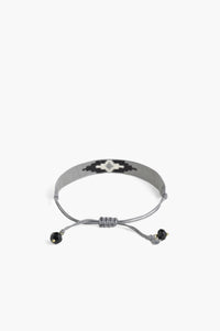 Handcrafted Grey Beaded Evil Eye Bracelet