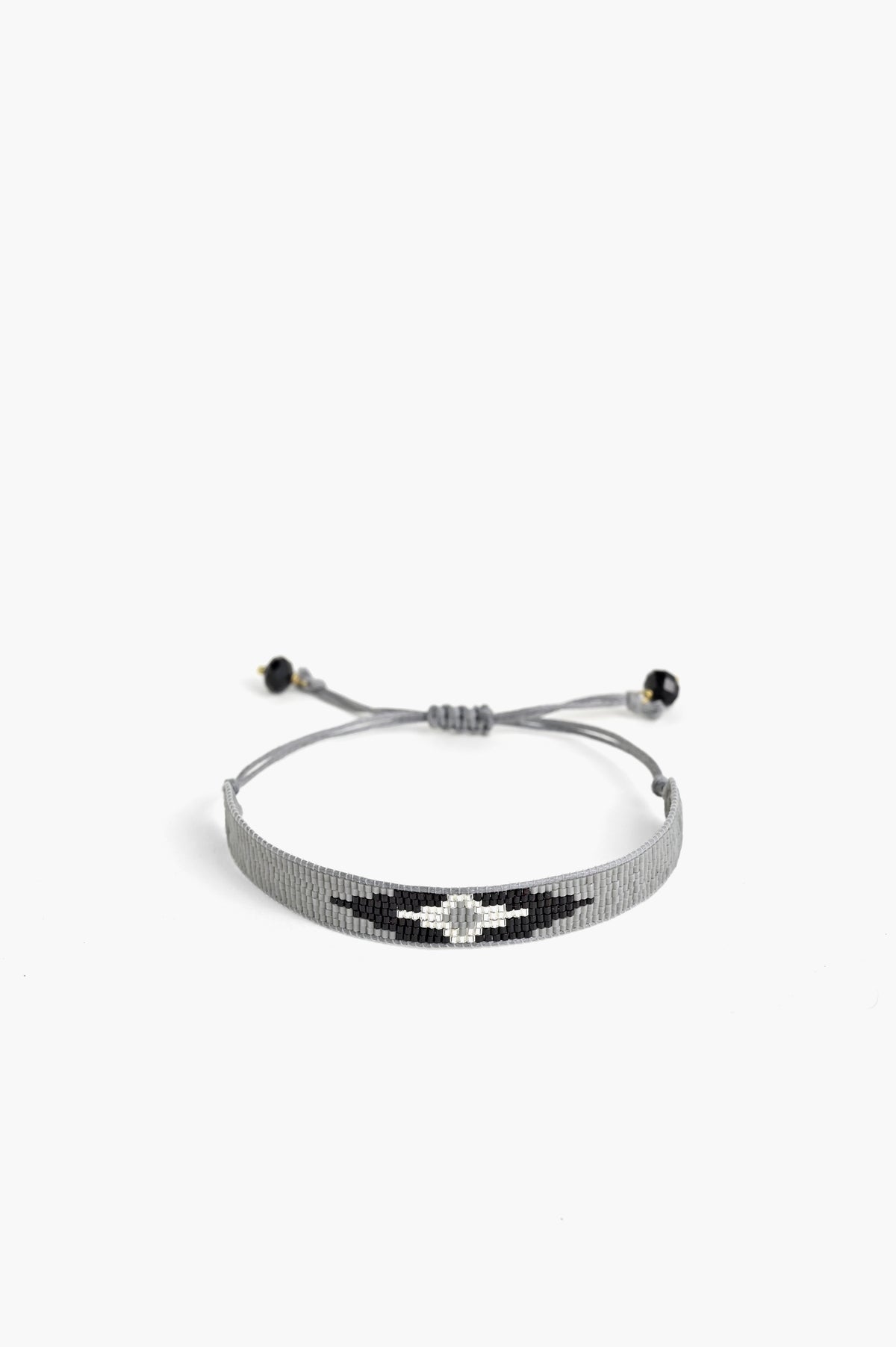 Handcrafted Grey Beaded Evil Eye Bracelet