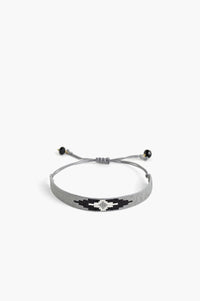 Handcrafted Grey Beaded Evil Eye Bracelet