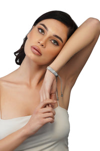 Handcrafted Grey Beaded Evil Eye Bracelet