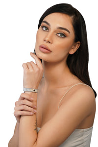 Handcrafted Grey Beaded Evil Eye Bracelet