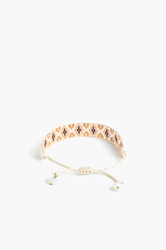 Handcrafted White & Gold Geometric Beaded Bracelet