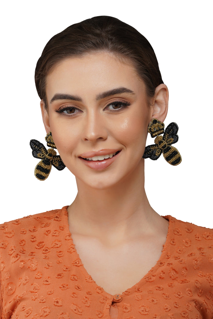 Handcrafted Bumblebee Beaded Earrings