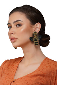 Handcrafted Bumblebee Beaded Earrings