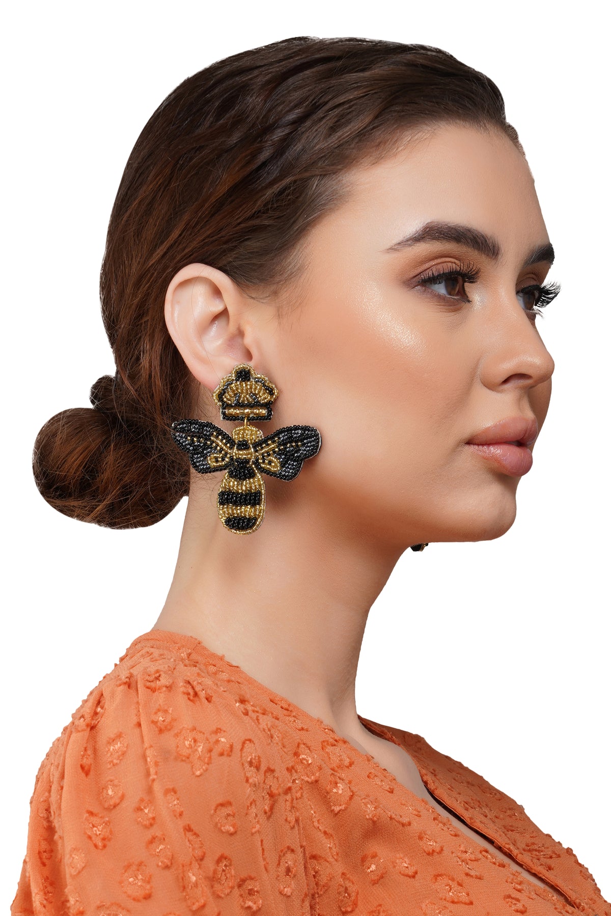 Handcrafted Bumblebee Beaded Earrings