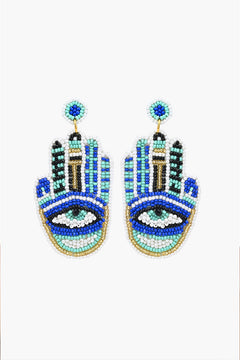 Handcrafted Hamsa Hand Beaded Earrings