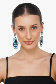 Handcrafted Hamsa Hand Beaded Earrings