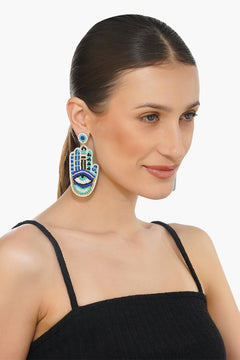 Handcrafted Hamsa Hand Beaded Earrings