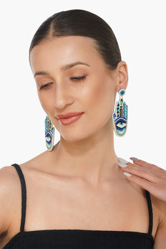 Handcrafted Hamsa Hand Beaded Earrings