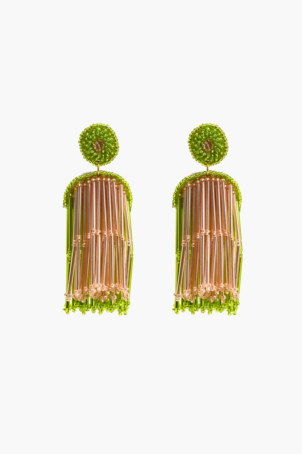Handcrafted Lime Green Beaded Earrings