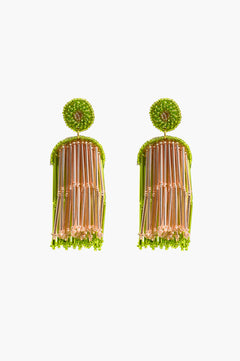Handcrafted Lime Green Beaded Earrings