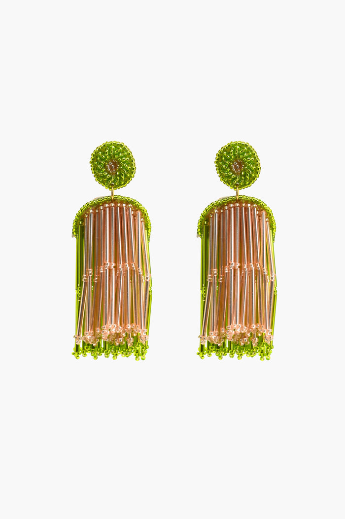 Handcrafted Lime Green Beaded Earrings