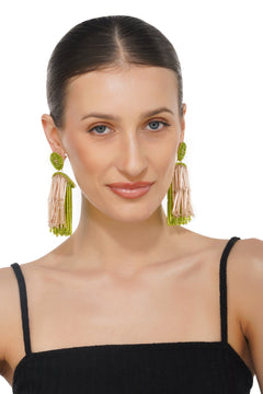 Handcrafted Lime Green Beaded Earrings